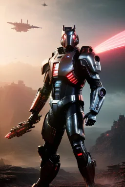 Futuristic armored warrior, portrait from waist up, intricate eyeliner, vibrant eyeshadow, clear completion, soft lighting, 4k resolution, intricate details, insanely detailed, colorful cityscape background, masterpiece, expert, cinematic smooth, retroanime style, realistic details, no helmet