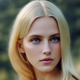 Photoreal close-up of a beautiful blonde warrior