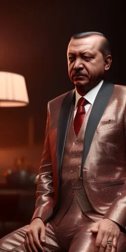 Recep Tayyip Erdogan transparent underwear, closed eyes, rtx, reflection, 8k, glow, winning photography, caustics