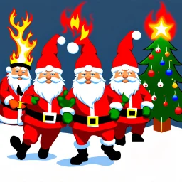 there is no kebabs at christmas, evil Santa, evil gnomes running around, king diamond, flaming eyes, evil Rudolf, evil Frosty, kebabs and kebab