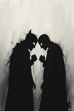a distressing, abstract image of two shadows preparing to fight to the death