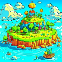 trippy cartoon island