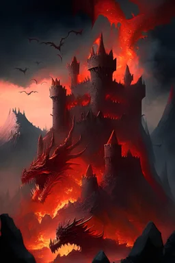 A castle of lava around the dragons