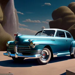 fullbody Drawing of '1948 Tucker Torpedo',intricate detail,by andrea bonelli,Kilian Eng,Ohrai,evan lee,three quarters view, toned colors,16k