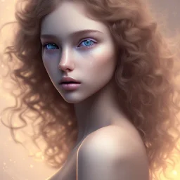 Very pretty teenage girl, angelic beauty, tender, cute, long curly hair ,honey eyes، sexy, perfect, real,realistic, cinematic، Attention to detail