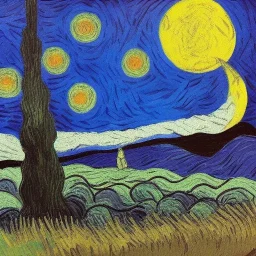 Portrait of the moon Vincent van Gogh style