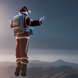 Jet pack fly santa, octane render, 8k, --ar 1:1