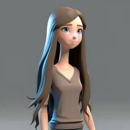 simple female 3d character long hair