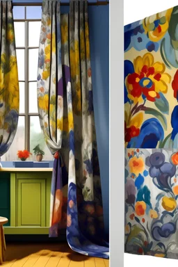 Designing textile furnishings and curtains in various colors inspired by the artwork of Cézanne, the pioneer of the influential school