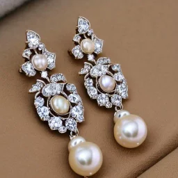 drop diamond and pearl earrings, art noveau, filigree, floral, breathtaking, highly ornate, delicate, intricate, photorealistic, high fashion, fine jewellery, luxury, designer