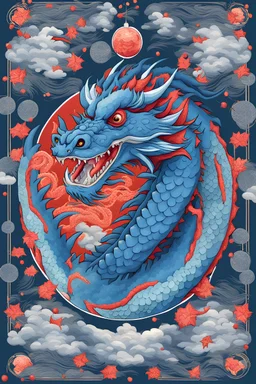 Long Blue Dragon Illustration in the New Year