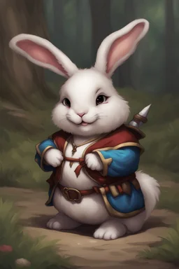 Cute chubby bunny jester adventurer dnd art realism