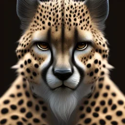 award winning portrait of a male anthropomorphic cheetah long vblack cory loftis, fenghua zhong, ryohei hase, and ruan jia. unreal engine 5, artistic lighting, highly detailed, photorealistic, fantasy, full head