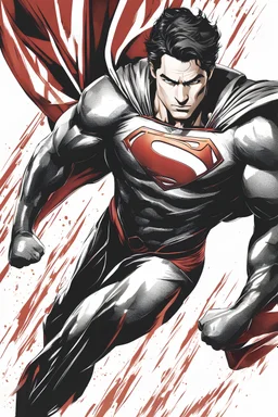 man of steel, full body, front face, dynamic pose, t-shirt design, white background,