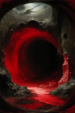 A dark red molten underground painted by Giovanni Battista Sassi