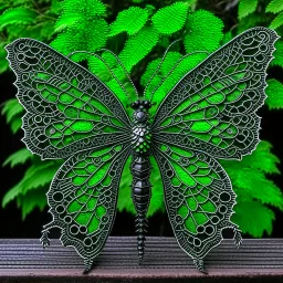 metal gothic green lacewing wings