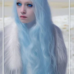 Write a story about an ice princess with light blue eyes and a pale skinn and long white hair