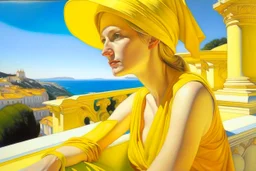 Neoclassicism woman realistic yellow cote d'azur