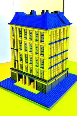 Haz un edificio de azul y dorado