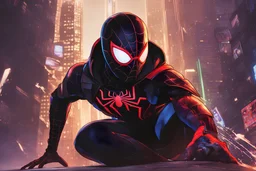 Miles morales in 8k nier automata drawing style, spider man them, cinematic mood, neon effect, close picture, bones, highly detailed, high details, detailed portrait, masterpiece,ultra detailed, ultra quality