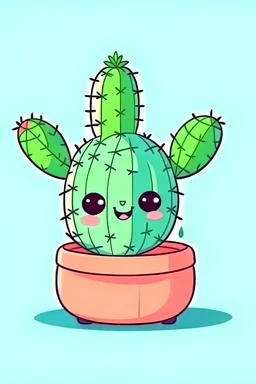 cute cactus cartoon drawing with face