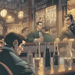 Comic panel, from Montevideo, bar fight.