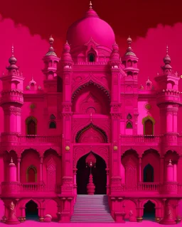 A magenta casino themed Indian palace painted by Alan Sorrell