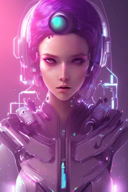 girl cute cyberpunk, purple tones, high lighting