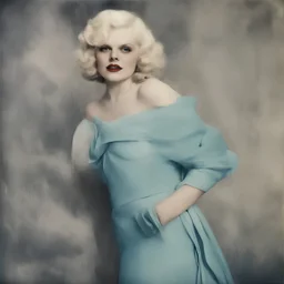 Jean harlow, blue, autochrome