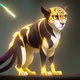 An electric type, Cheetah pokemon, with big width eyes. Lightning bolts as whiskers. Yellow and white fur coverd with blotchy black spots and white paws