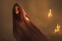 Cloaked women holding fire, Dark moody night atmosphere, 8K, high body details, anatomically perfect bod