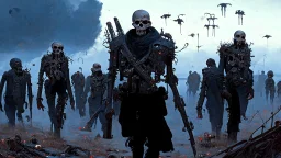 {{{Bio-engineered undead cyborg army marching}}} machine soldiers, future military, tactical wear, gas creepy landscape, techno gothic visual composition, science fiction painting, Denis Sarazhin, Alex Colville, Simon Stålenhag, Neil Blomkamp, Frank bowling, Christopher Shy, Alejandro Burdisio, RAW, gritty, high contrast, atmospheric horror art, gripping and suspenseful, vivid, neon overlay, narrative art, textured, dramatic, surreal horror, gestural, disco diffusion