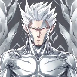 silver skinned anime man