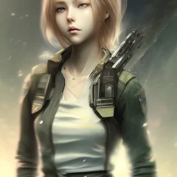 realistic female anime character, water color painting, in style of "Left alive", trending on artstation, sharp focus, studio photo