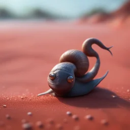 elongated female ninja snail witch on the red sand beach ,bokeh like f/0.8, tilt-shift lens 8k, high detail, smooth render, down-light, unreal engine