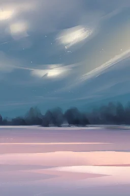 snow, sky with starts, simple paint landscape background