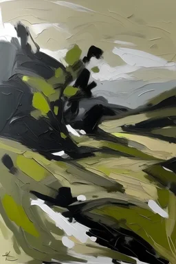 Minimalist Landscape in the style of frank auerbach
