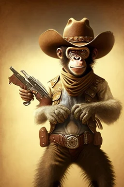 A monkey cowboy with 2 pistols