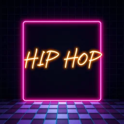 Hip Hop Wireframe Neon Checkered Background.