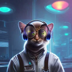 Gato DJ cyberpunk