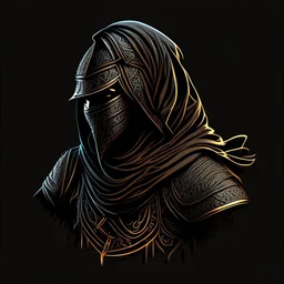 Arab warrior, vectorized, 3D, 8k, black background