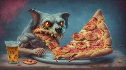 chupacabra with pizza for paws