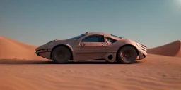 3d rendering. futuristic car. Buried in desert sand. Lost in Time