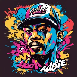 Vector t shirt art ready to print COLOrFUL graffiti illustration of A man Indonesia and a basecap with text "addie" On cap