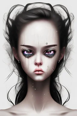 Crying girl, sad, expressive, emotive, frowning, furrowed eyebrows, pouting lips