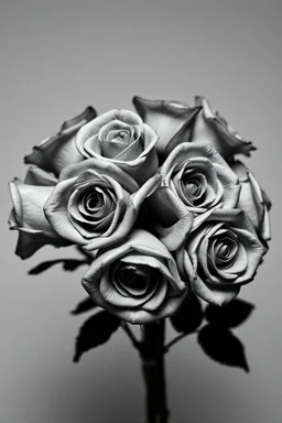 Black And White Graphic Of a dead black roses bouquet