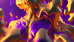 a giant of chest melting gold, purple tones, dreamy, psychedelic, 4k, sharp focus, volumetrics, trippy background