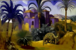 A purple Egyptian kingdom with a scorpion palace painted by Paul Cezanne