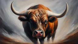 dangerous bull oil painting