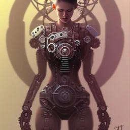 upper body of lady, machine with gears and ropes, book cover, fantasy art, sketch, movie poster